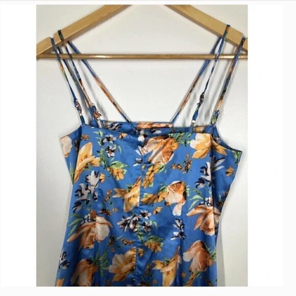 Nookie Simone Cut Out Asymmetrical Ruffle Hem Dress Blue Women's Size XS - Picture 9 of 10